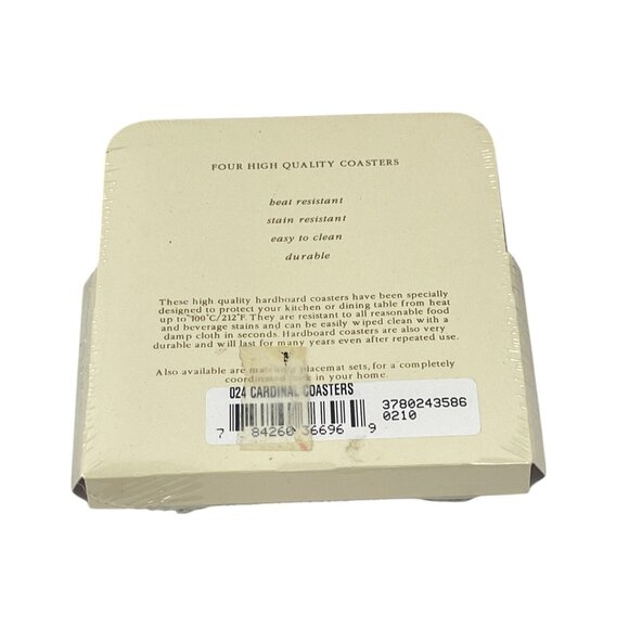 Lenox Four High Quality Coasters Set Cardinal Heat Resistant Durable Hardwood - Picture 4 of 7